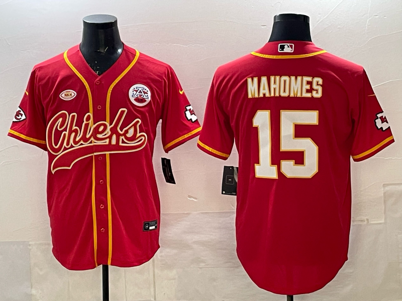 Men's Kansas City Chiefs Patrick Mahomes Red Game Jersey Joint Edition