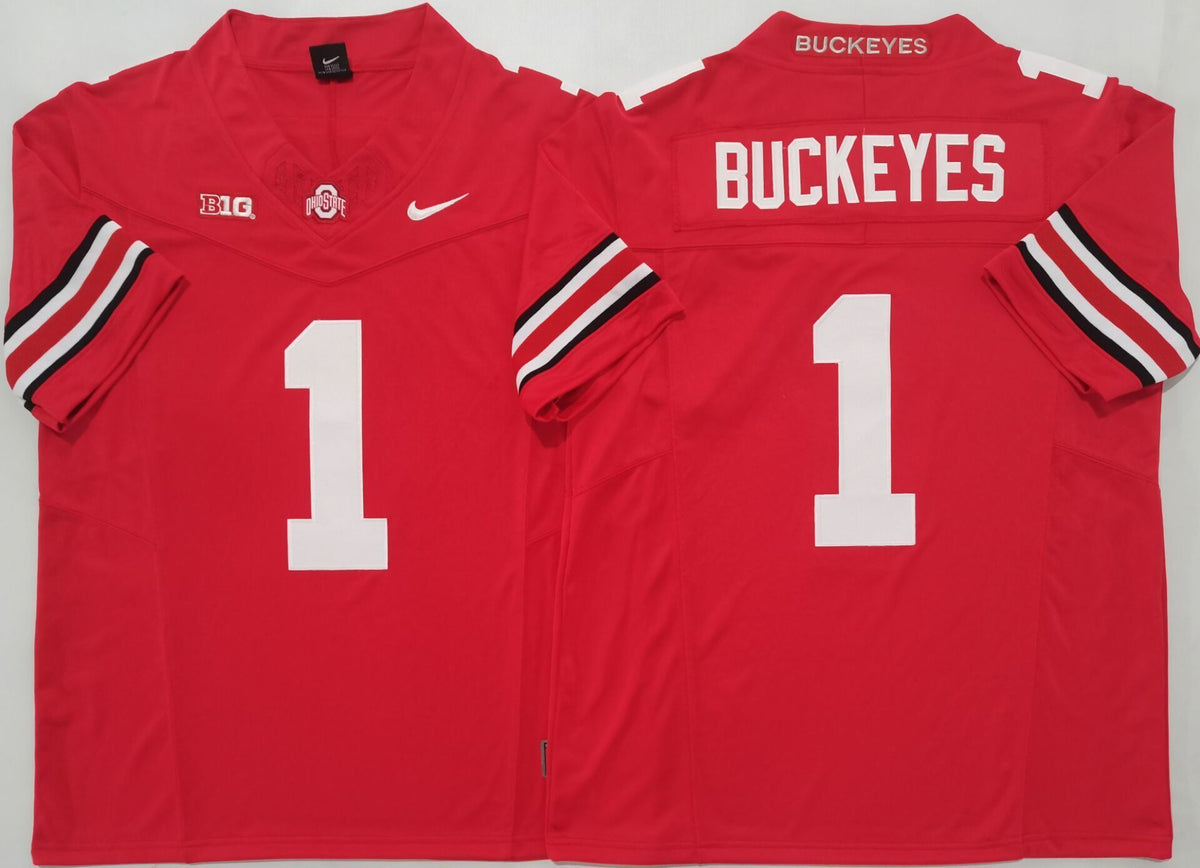 Men's Ohio State Buckeyes #1 Red Player Game Jersey