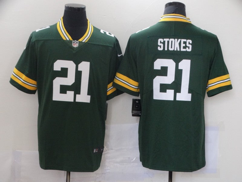 Men's Green Bay Packers Eric Stokes #21 Green Game Jersey1