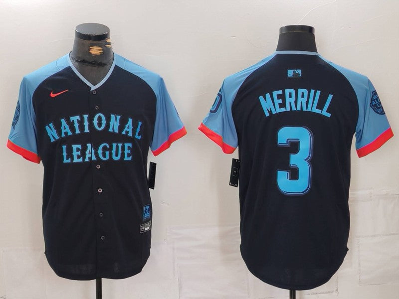 Men's National League Jackson Merrill Navy 2024  All-Star Game Limited Player Jersey