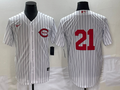 Men's Cincinnati Reds Hunter Greene #21 White 2022  at Field of Dreams Game Authentic Player Jersey1