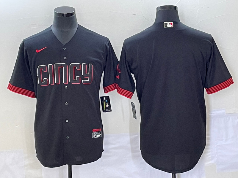 Men's Cincinnati Reds Black 2023 City Connect Replica Blank Jersey1