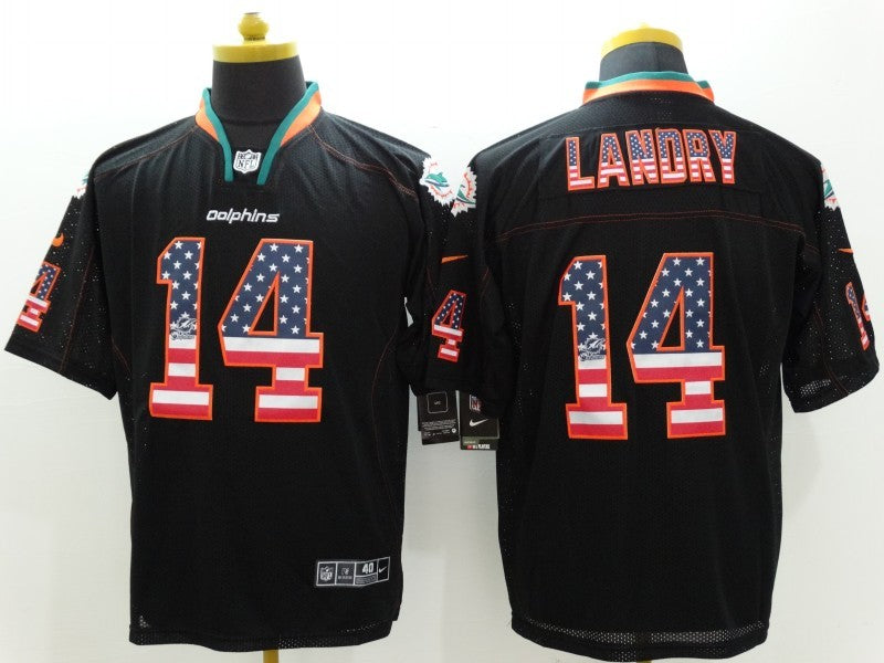 Men's Miami Dolphins Jarvis Landry #14 Black Game Jersey1