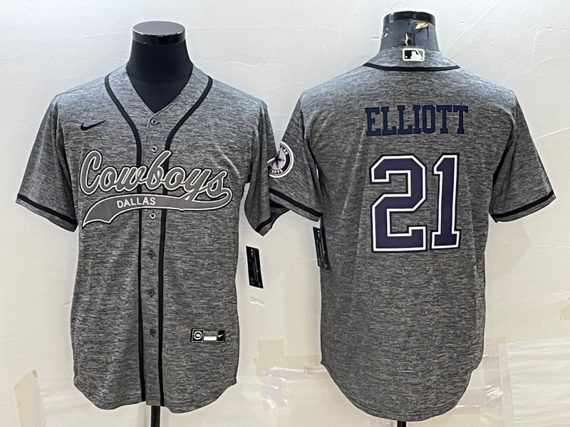 Men's Dallas Cowboys Ezekiel Elliott Gray Player Jersey Joint Edition