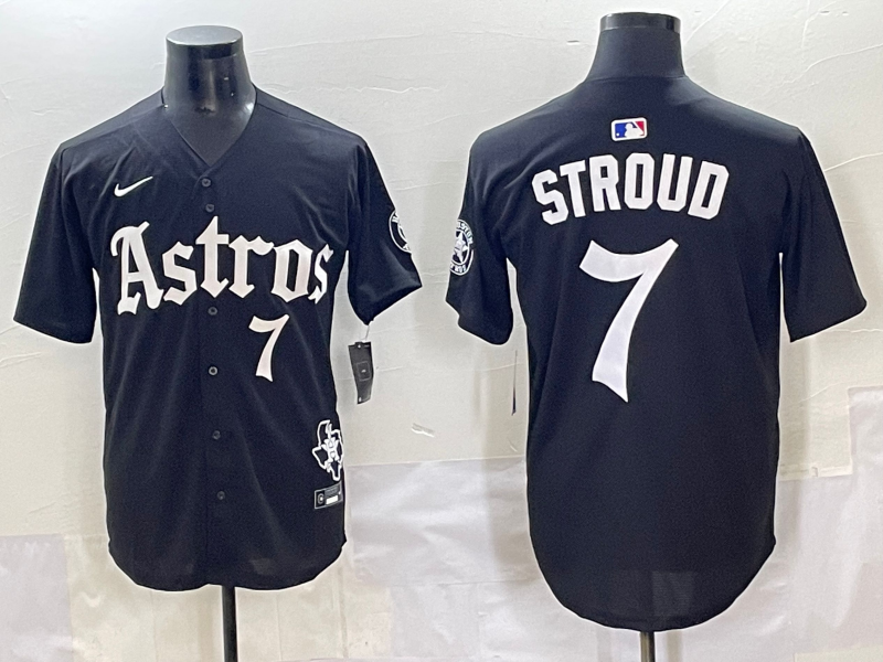 Men's Houston Astros C.J. Stroud #7 Black Replica Player Jersey