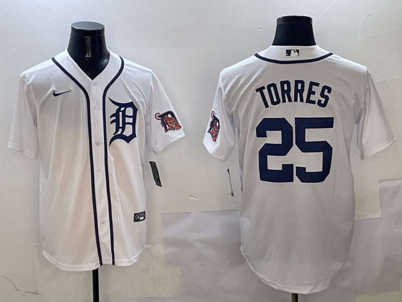 Men's Detroit Tigers Gleyber Torres White Home Replica Player Jersey