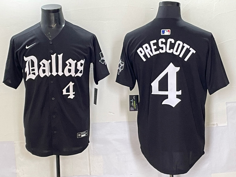 Men's Dallas Cowboys Dak Prescott Black Team Game Player Jersey