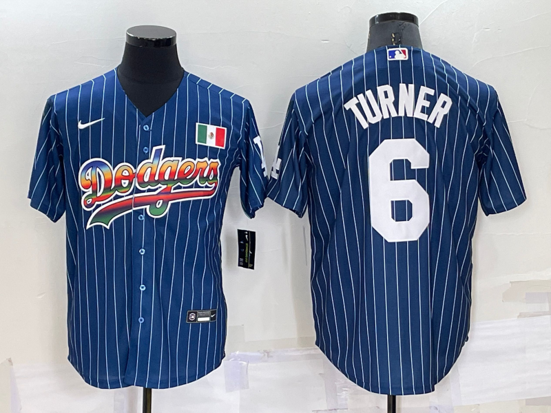 Men's Los Angeles Dodgers Trea Turner #6 Blue Stitched Jersey1