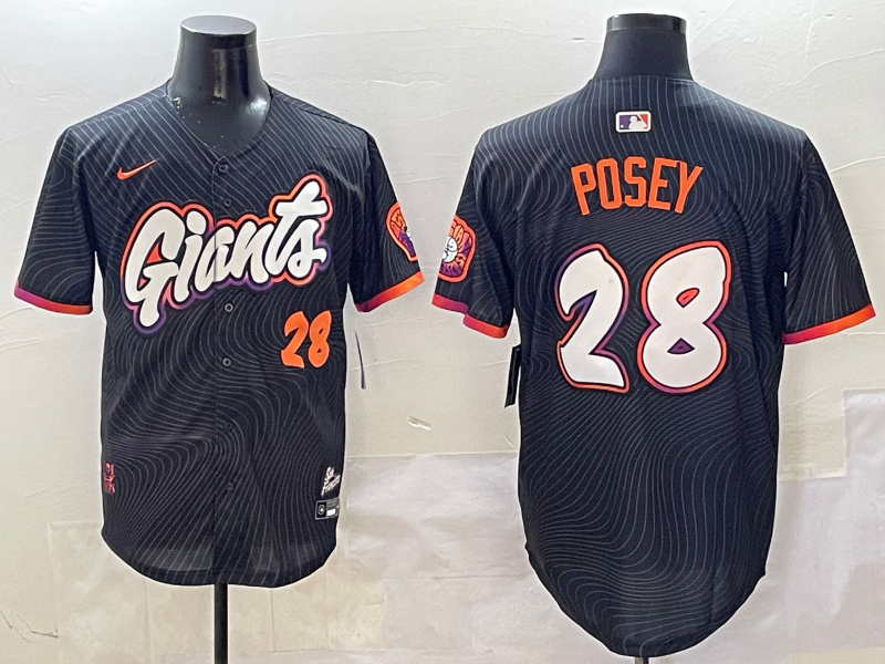 Men's San Francisco Giants Buster Posey #28 Black 2025 City Connect Limited Player Jersey1