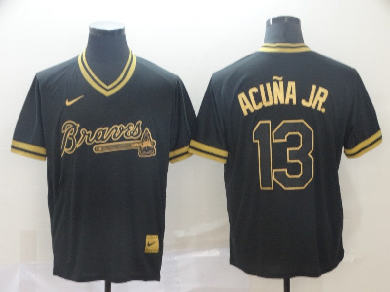 Men's Atlanta Braves Ronald Acuna Jr. #13 Black Replica Jersey1