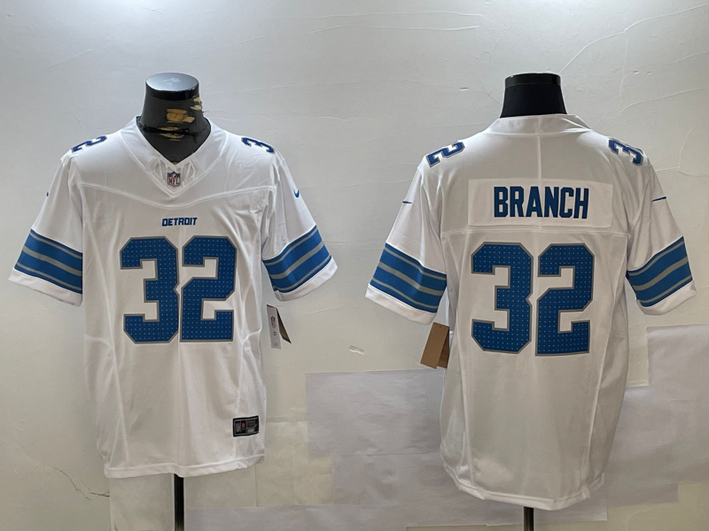 Men's Detroit Lions Brian Branch White Game Jersey