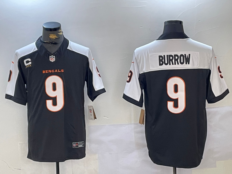 Men's Cincinnati Bengals Joe Burrow #9 Black Player Jersey2