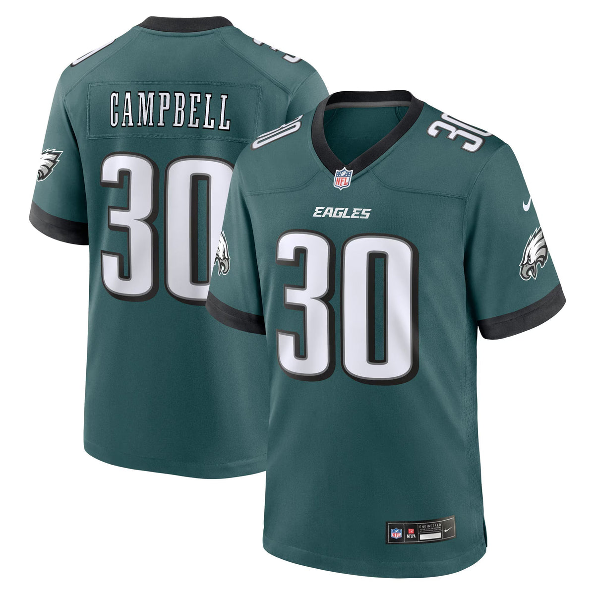 Philadelphia Eagles Jihaad Campbell Green 2025  Draft First Round Pick Game Jersey