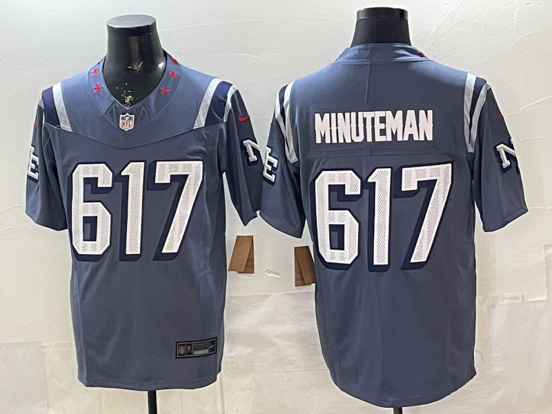 Men's New England Patriots Minuteman Storm Blue 2025 Rivalries Collection Limited Jersey