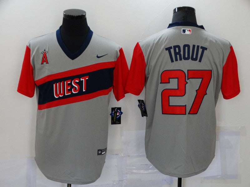Men's Los Angeles Angels Mike Trout Gray Printed Player Jersey