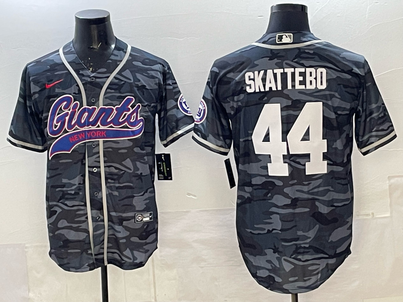 Men's New York Giants Cam Skattebo #44 Grey Camouflage Player Jersey