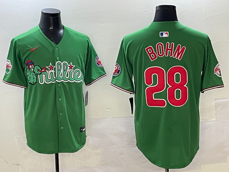 Men's Philadelphia Phillies Alec Bohm #28 Green Replica Team Jersey