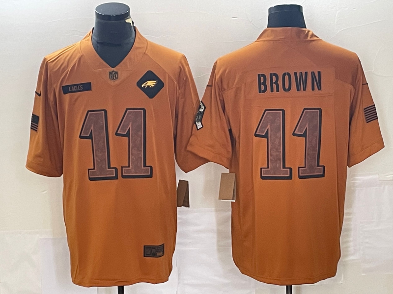 Men's Philadelphia Eagles A.J. Brown Brown 2023 Salute To Service Limited Jersey