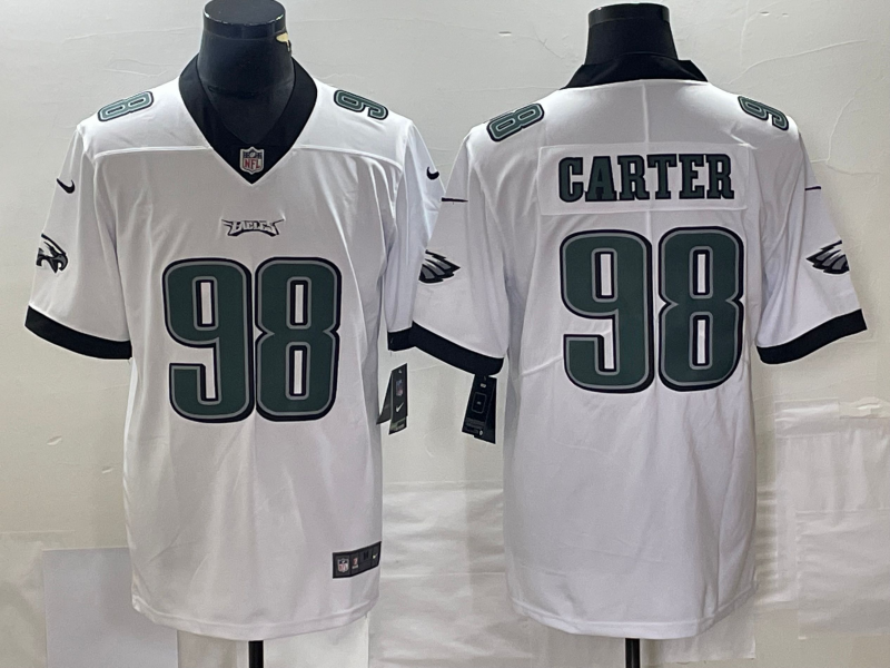 Men's Philadelphia Eagles Jalen Carter White Alternate Team Game Jersey