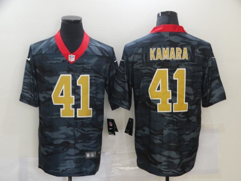 Men's New Orleans Saints Alvin Kamara #41 Gray Camouflage Game Jersey2