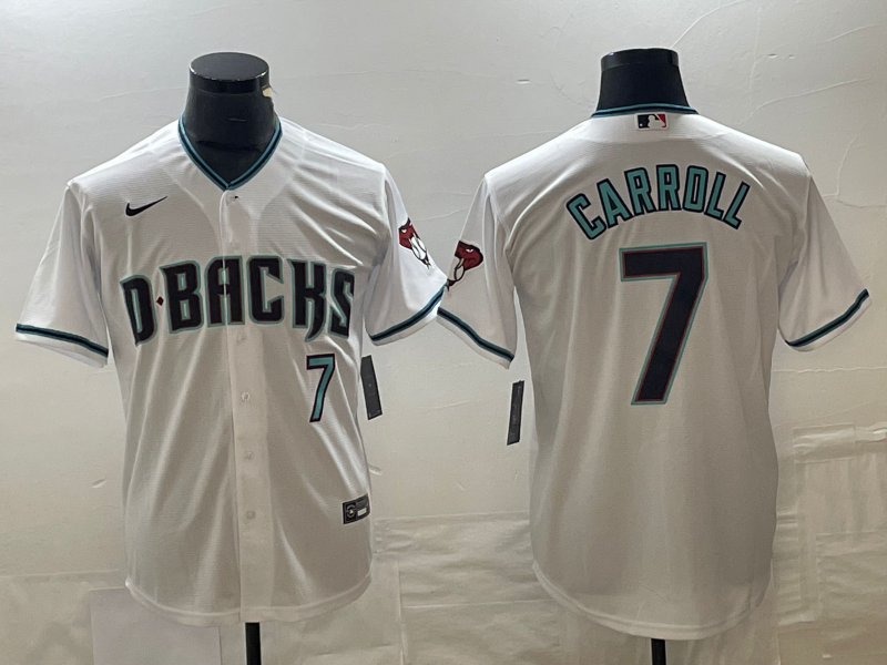 Men's Arizona Diamondbacks Corbin Carroll White 2023 World Series Replica Player Jersey