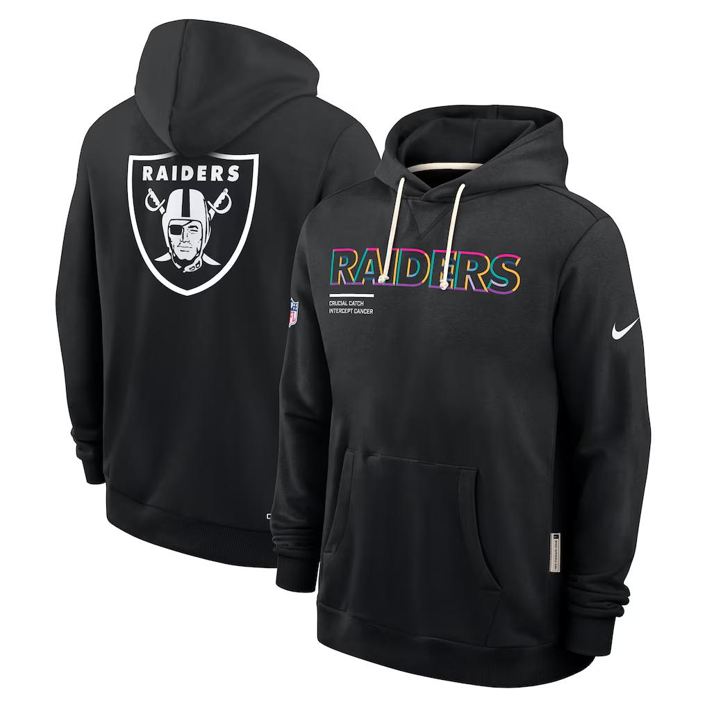 Men's Las Vegas Raiders  Black 2025  Crucial Catch Sideline Standard Issue Dri-FIT Hoodie