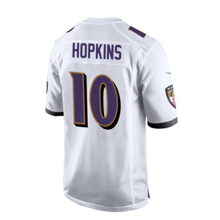 B.Ravens #10 DeAndre Hopkins White Game Jersey Stitched American Football Jerseys