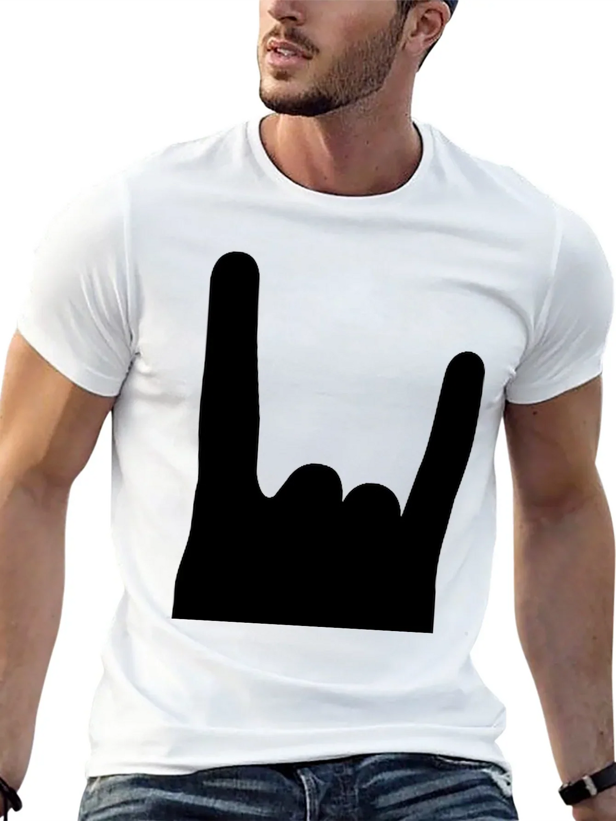 Rock On Black T-Shirt - Heavy Metal Hand Sign