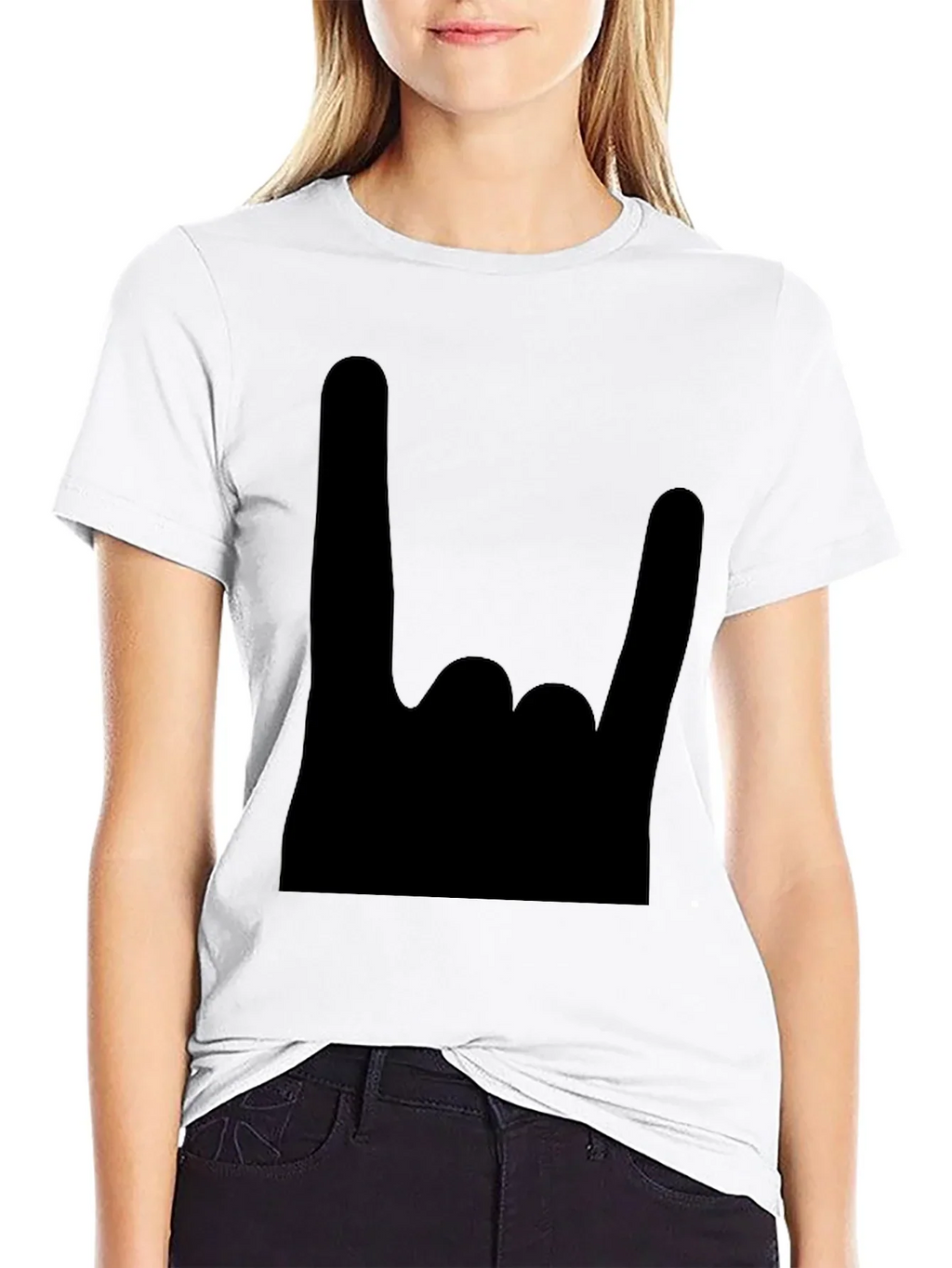Rock On Black T-Shirt - Heavy Metal Hand Sign
