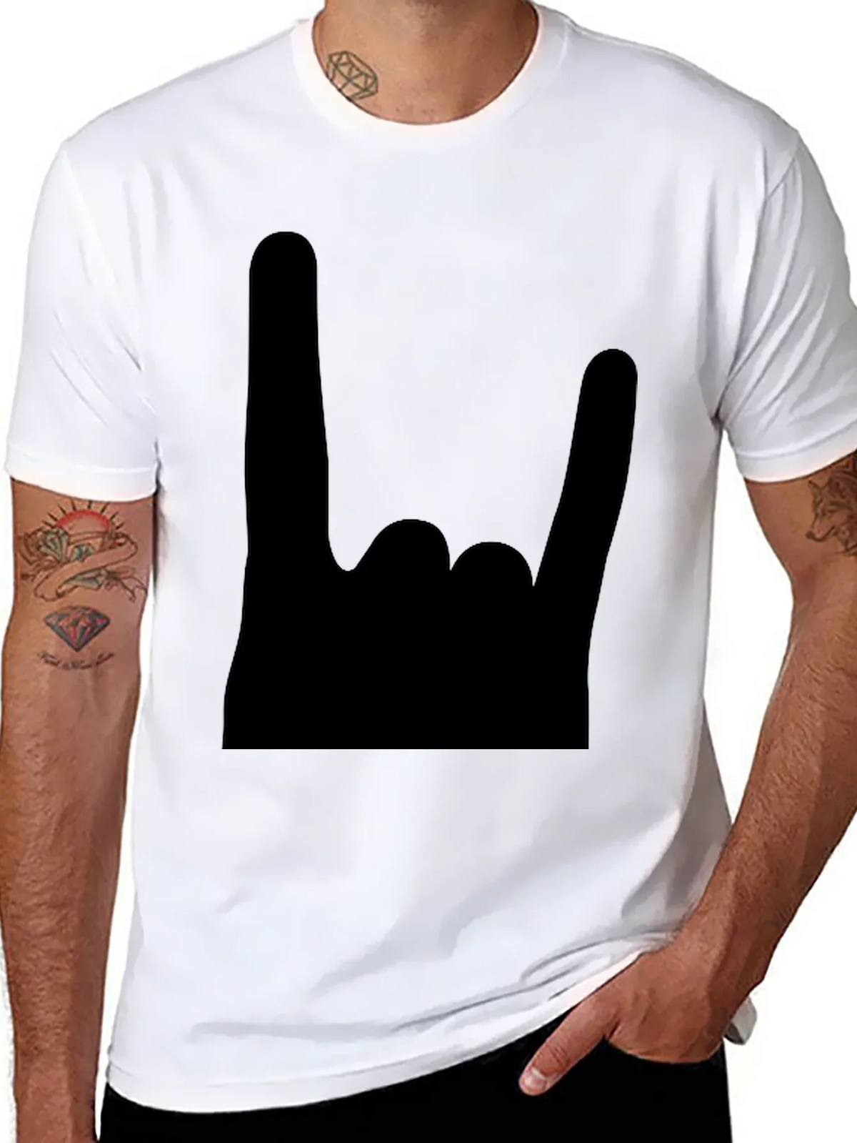 Rock On Black T-Shirt - Heavy Metal Hand Sign