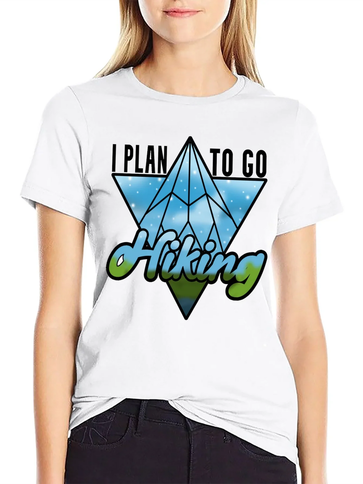 I Plan to Go Hiking Black Graphic Tee