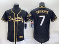 Men's Atlanta Braves Dansby Swanson Black Fashion Stitched Jersey