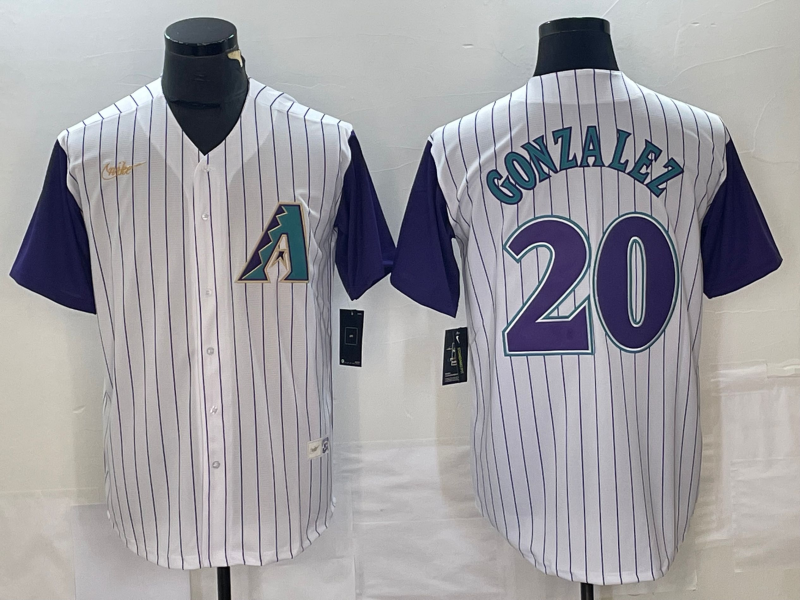 Men's Arizona Diamondbacks Luis Gonzalez Cream/Purple Alternate Cooperstown Collection Player Jersey