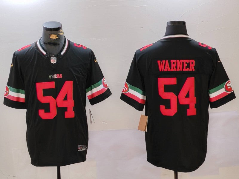 Men's San Francisco 49ers Fred Warner #54 Black Game Player Jersey1