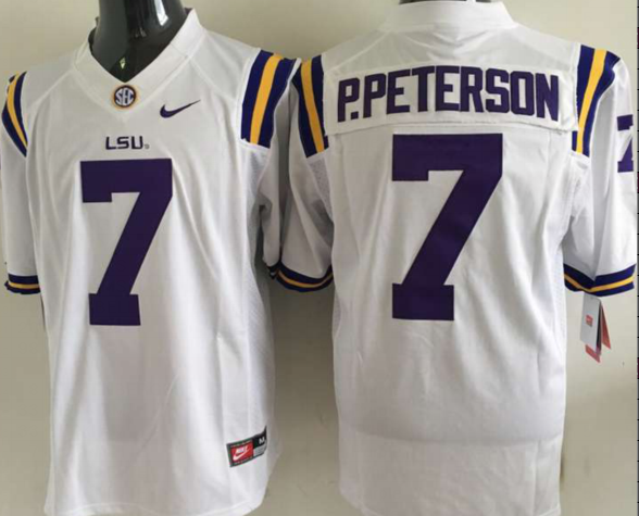 Men's LSU Tigers Patrick Peterson White Player Game Jersey