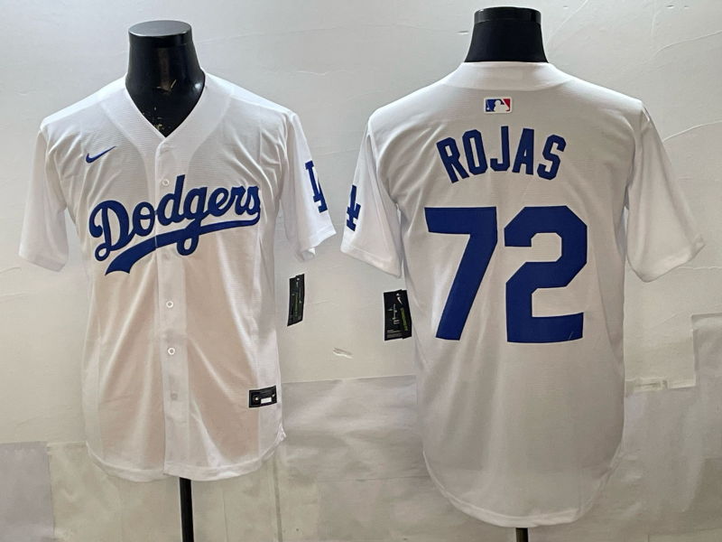 Men's Los Angeles Dodgers Manny Rojas #72 White Home Replica Jersey