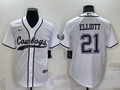 Men's Dallas Cowboys Ezekiel Elliott White Game Jersey Joint Edition
