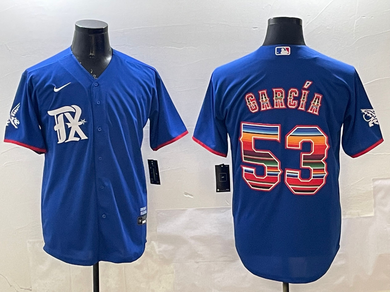 Men's Texas Rangers Adolis Garcia #53 Royal Alternate Replica Player Jersey1