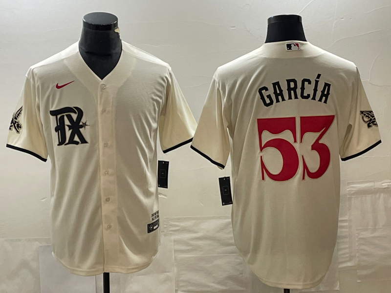 Men's Texas Rangers Adolis Garcia #53 Cream 2023 City Connect Replica Baseball Jersey1