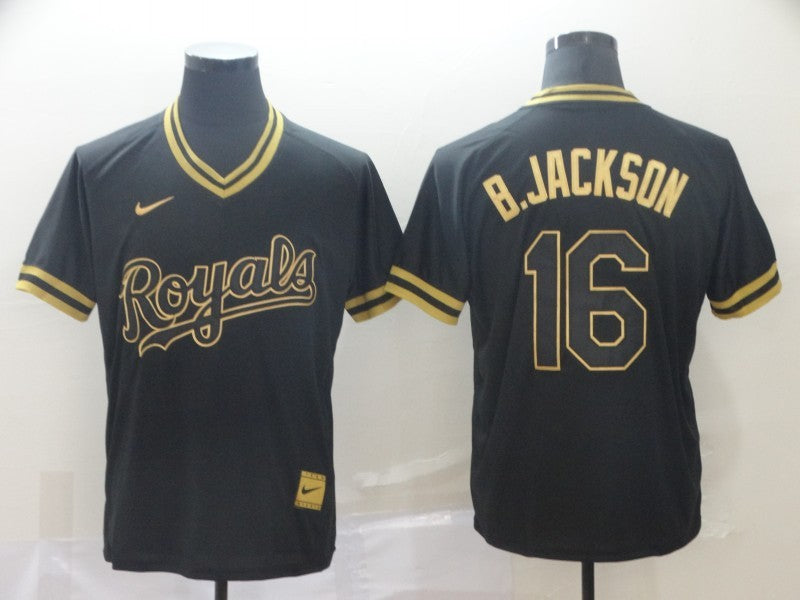 Men's Kansas City Royals Bo Jackson Black Replica Baseball Jersey