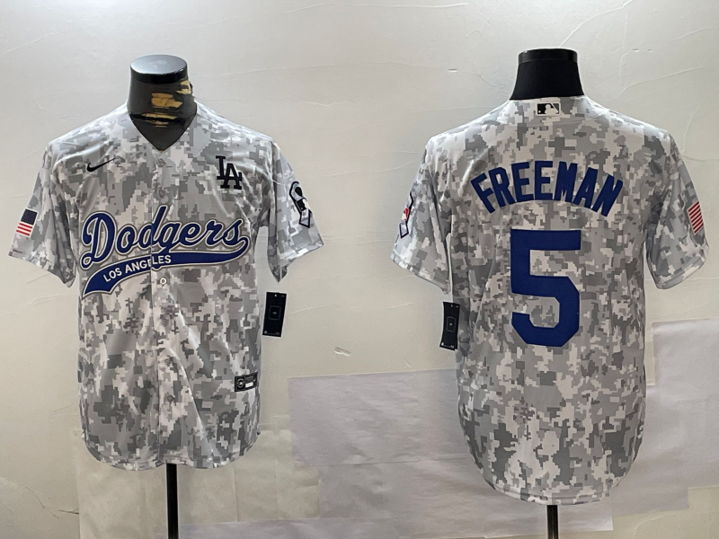 Men's Los Angeles Dodgers Freddie Freeman #5 Arctic Camo 2024 Salute to Service Limited Jersey