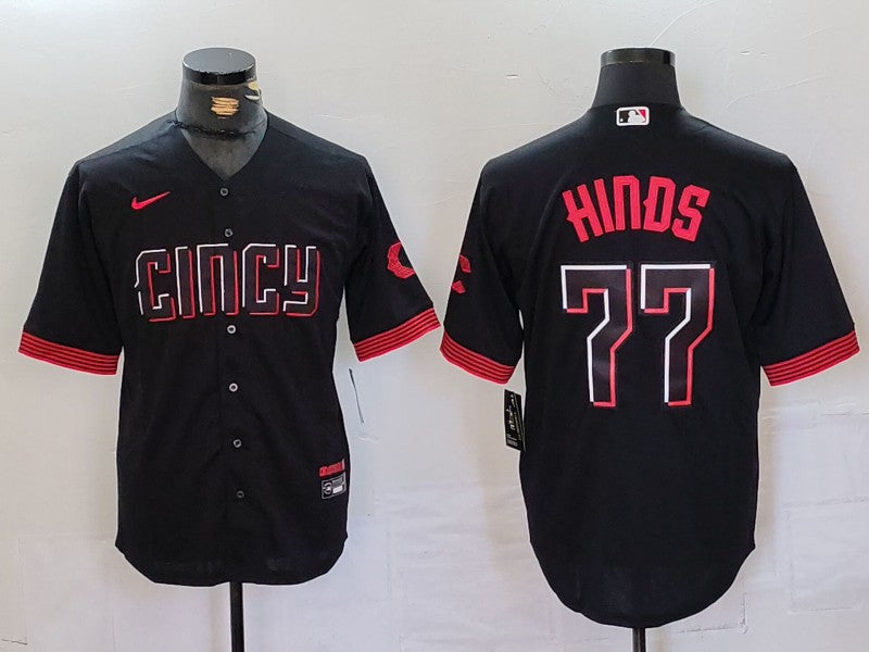 Men's Cincinnati Reds Rece Hinds Black City Connect Replica Player Jersey