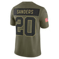 D.Lions #20 Barry Sanders Olive 2025 Salute to Service Retired Limited Jersey