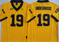 Men's Michigan Wolverines Bryce Underwood#19 Yellow Player Jersey