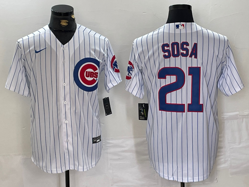 Men's Chicago Cubs Sammy Sosa #21 White Replica Baseball Jersey1