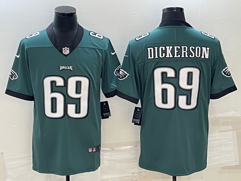 Men's Philadelphia Eagles Landon Dickerson #69 Midnight Green Game Player Jersey1