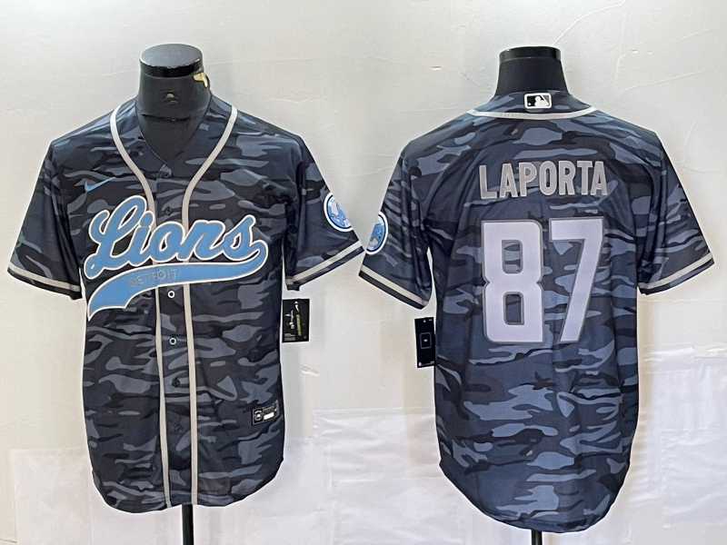 Men's Detroit Lions Sam LaPorta Grey Camouflage Player Jersey Joint Edition