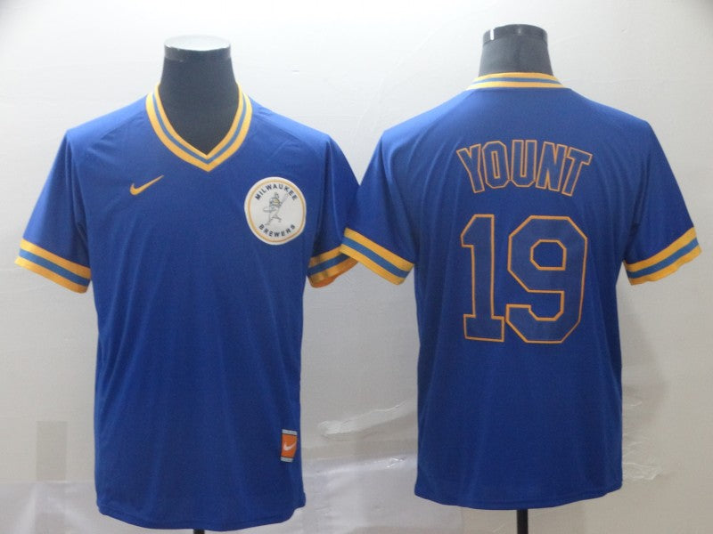 Men's Milwaukee Brewers Robin Yount  Blue Player Jersey