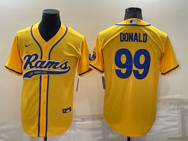 Men's Los Angeles Rams Aaron Donald Yellow Game Jersey Joint Edition