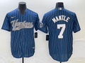 Men's New York Yankees Mickey Mantle #7 Blue Player Jersey1 Joint Edition